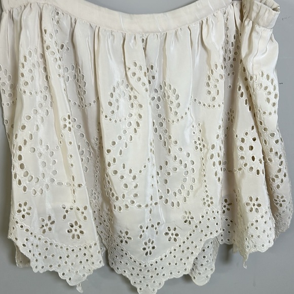 Ulla Johnson Mini Skirt Ivory Silk Embroidered Eyelet Scalloped Hem Sz 4 - Picture 3 of 9
